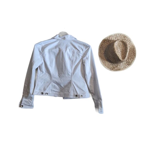 Blue Identity Jean Jacket White Small Petite - Picture 7 of 7